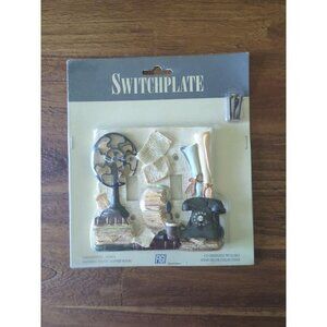Double Toggle Light Switch Plate Fiji 3D Vintage With Phone, Fan, Books, Cups